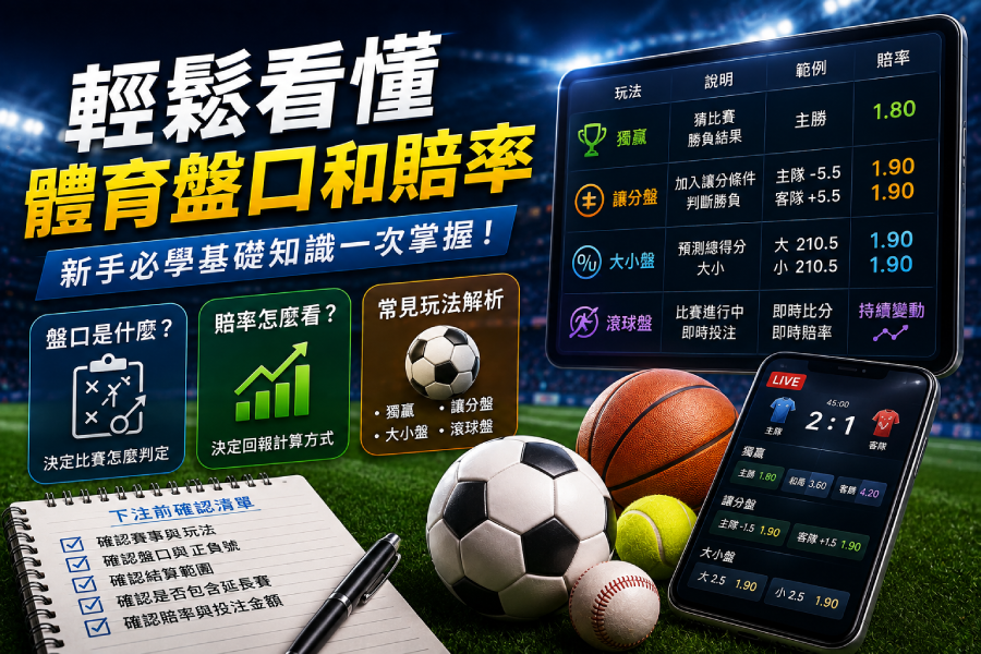 體育盤口和賠率教學｜新手快速看懂常見玩法