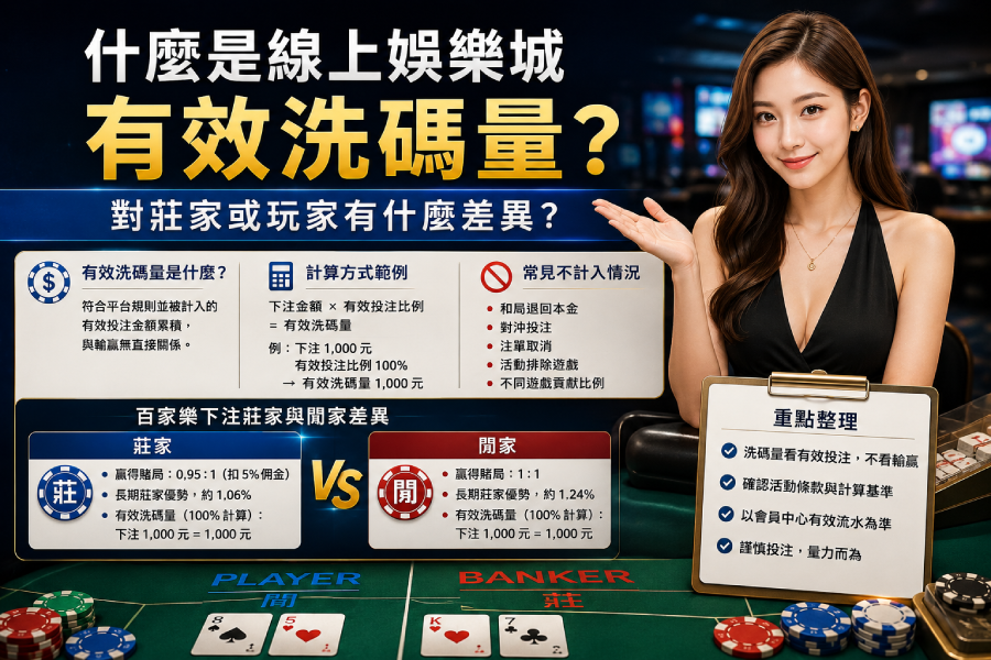 娛樂城有效洗碼量是什麼？百家樂莊閒差異解析