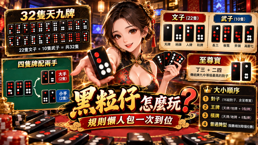 黑粒仔怎麼玩？32隻天九牌、文武子分類與至尊寶規則完整解析